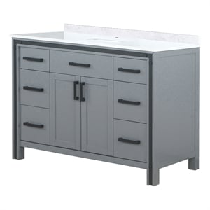 Lexora Home Ziva 48&quot Cultured Marble Top Single Vanity with Sink in Dark Gray
