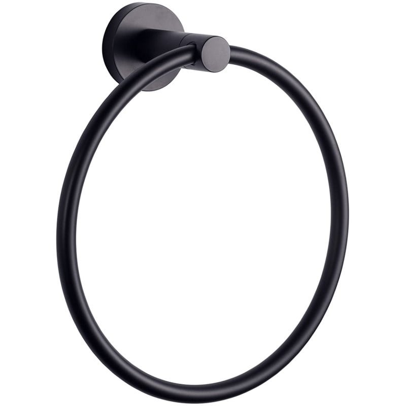 Lexora Home Bagno Nera Stainless Steel Towel Ring in Matte Black