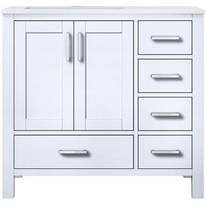 Lexora Home Jacques 36&quot Carrara Marble Top Single Vanity with Sink in White
