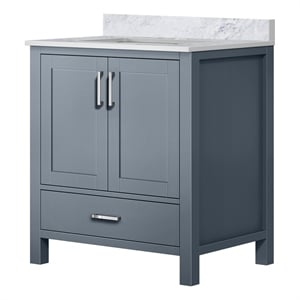 Lexora Home Jacques 30&quot Carrara Marble Top Single Vanity in Dark Gray