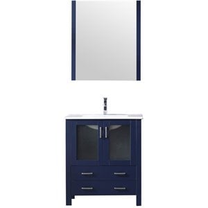 Lexora Home Volez 30&quot Single Vanity in Navy Blue