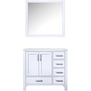 Lexora Home Jacques 36&quot Carrara Marble Top Single Vanity in White