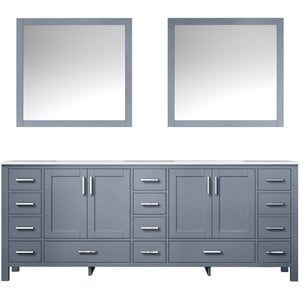 Lexora Home Jacques 84&quot Carrara Marble Top Double Vanity in Dark Gray