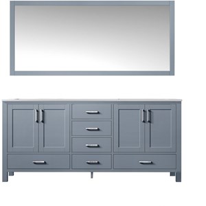 Lexora Home Jacques 72&quot Carrara Marble Top Double Vanity in Dark Gray