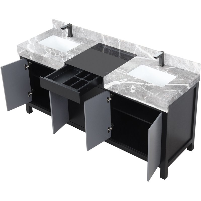 ★seseragsara★ Zilara 72 in W x 22 in D Black and Grey Double Bath Vanity