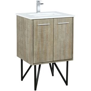 Lexora Home Lancy 24&quot Single Quartz Top Bathroom Vanity with Chrome Faucet