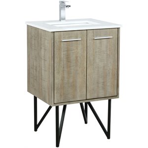 Lexora Home Lancy 24&quot Single Quartz Top Bathroom Vanity with NIckel Faucet