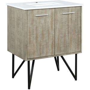 Lexora Home Lancy 30&quot Single Quartz Top Bathroom Vanity in Rustic Acacia