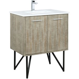 Lexora Home Lancy 30&quot Single Quartz Top Bathroom Vanity with Gun Metal Faucet