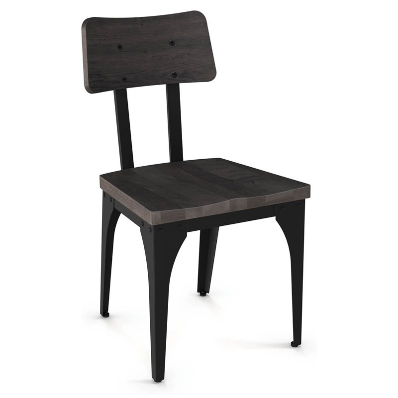 Amisco Woodland Distressed Wood And, Distressed Black Metal Dining Chairs