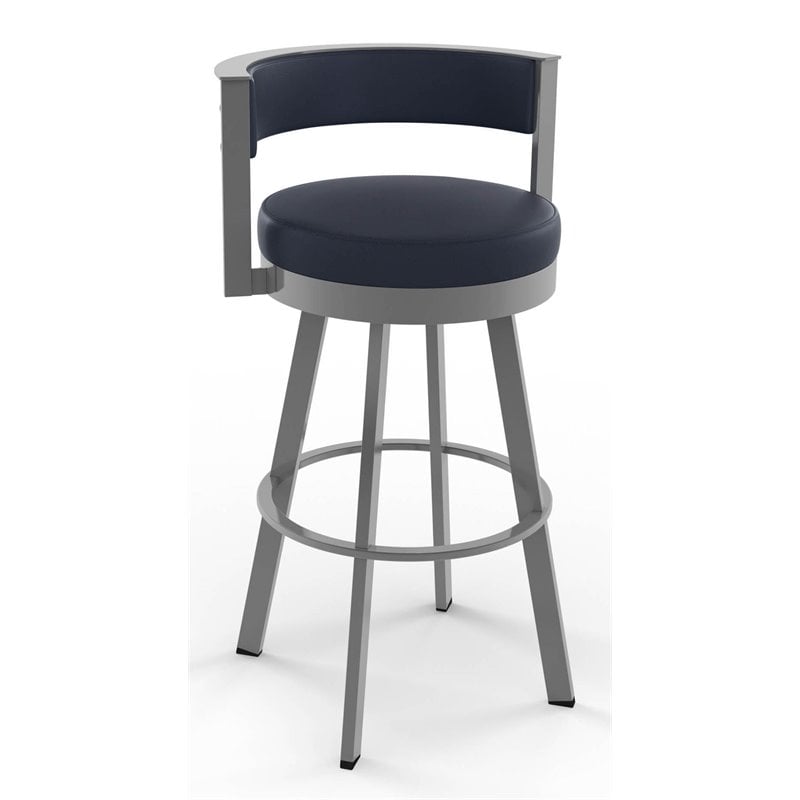 Amisco Browser 30 13 Faux Leather, Navy Blue Faux Leather Bar Stools