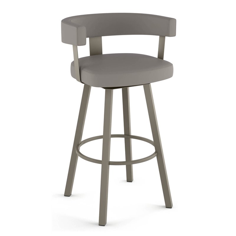 Amisco Parker 30 25 Faux Leather, Leather Swivel Barstools Gray