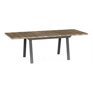 amisco kane distressed wood and metal dining table in beige/matt dark gray