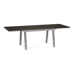 amisco della wood dining table in gray veneer/glossy gray metal