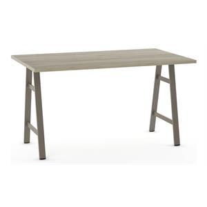 amisco fowler wood and metal office desk in beige/ matt light gray