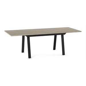 amisco reaves thermo fused laminate wood and metal dining table in beige/black