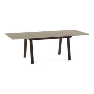 amisco reaves thermo fused laminate wood and metal dining table in beige/brown