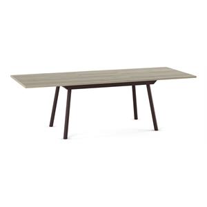 amisco faber thermo fused laminate wood and metal dining table in beige/brown