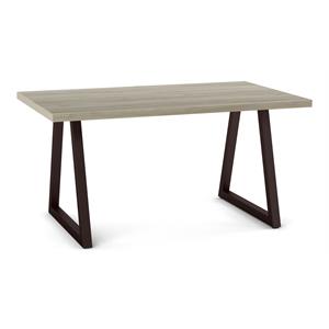 amisco answorth triangle shape leg wood and metal dining table in beige/brown