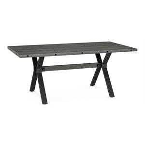 amisco laredo distressed wood and metal dining table in gray/black