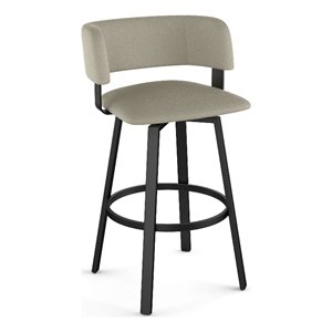 amisco stinson 26 in. swivel counter stool - greige faux leather / black metal