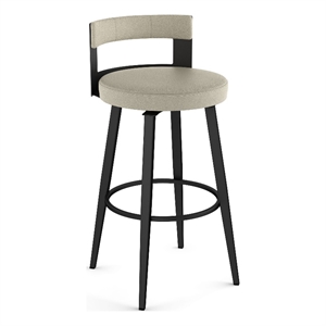 amisco paramont 26 in. swivel counter stool - greige faux leather / black metal