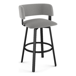 amisco stinson 26 in. swivel counter stool - grey polyester / black metal