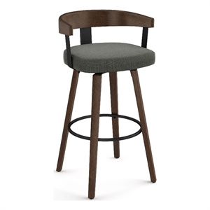 amisco cohen 26 in. swivel counter stool - charcoal grey polyester / brown wood