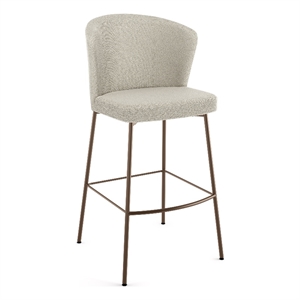 amisco camilla 30 in. bar stool - cream  polyester / bronze metal