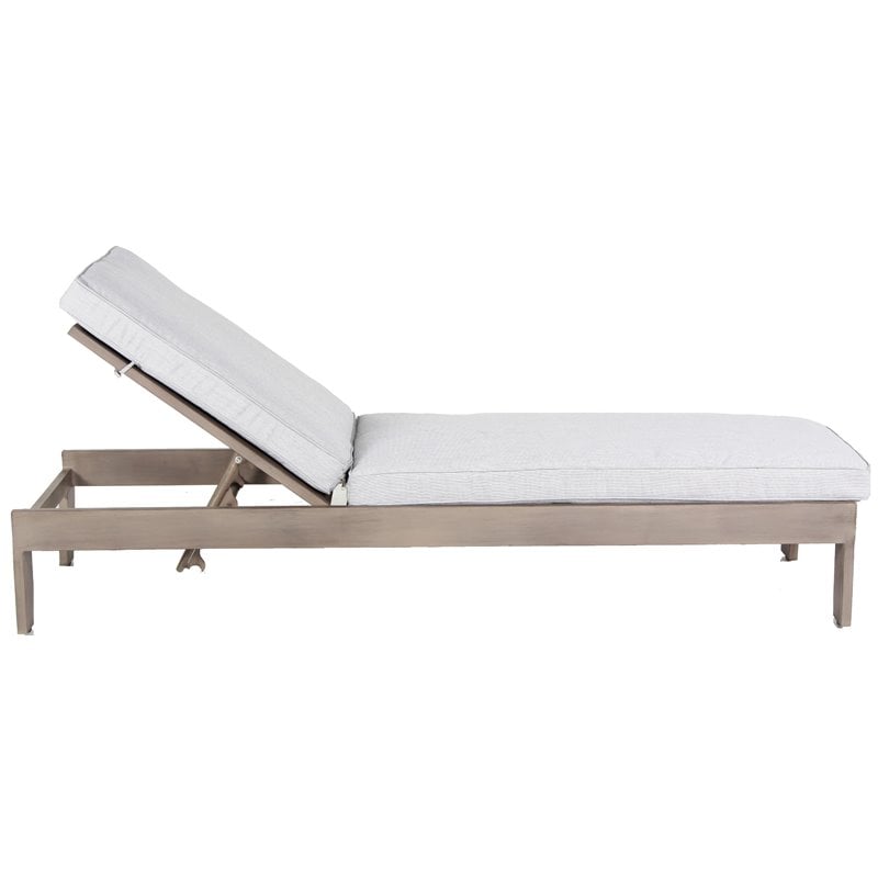 Aruba Aluminum Frame Chaise Lounge with Cushion in Handpainted Taupe