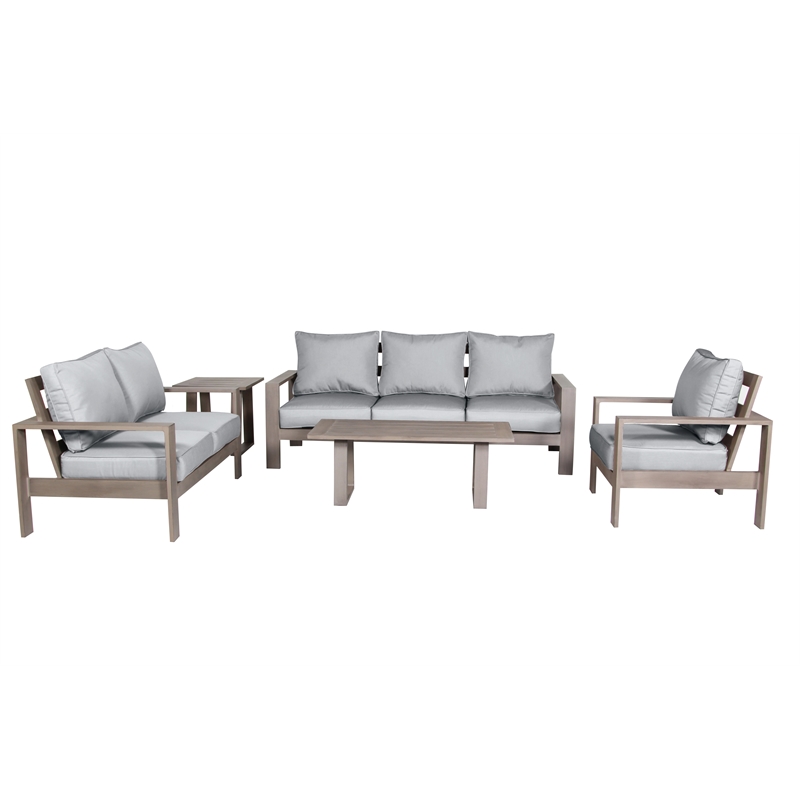 Aruba Aluminum Frame Deep Seating Sofa Set in Handpainted Taupe