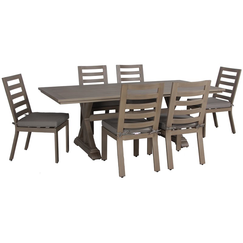 Aruba Aluminum Frame Dining Set in Handpainted Taupe