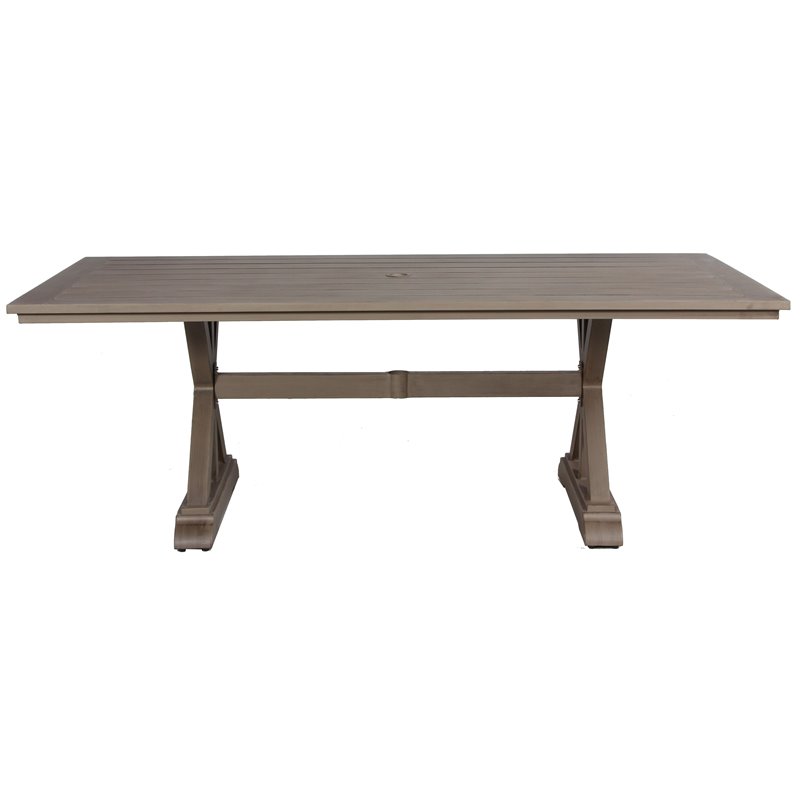 Aruba Aluminum Frame Dining Table in Handpainted Taupe