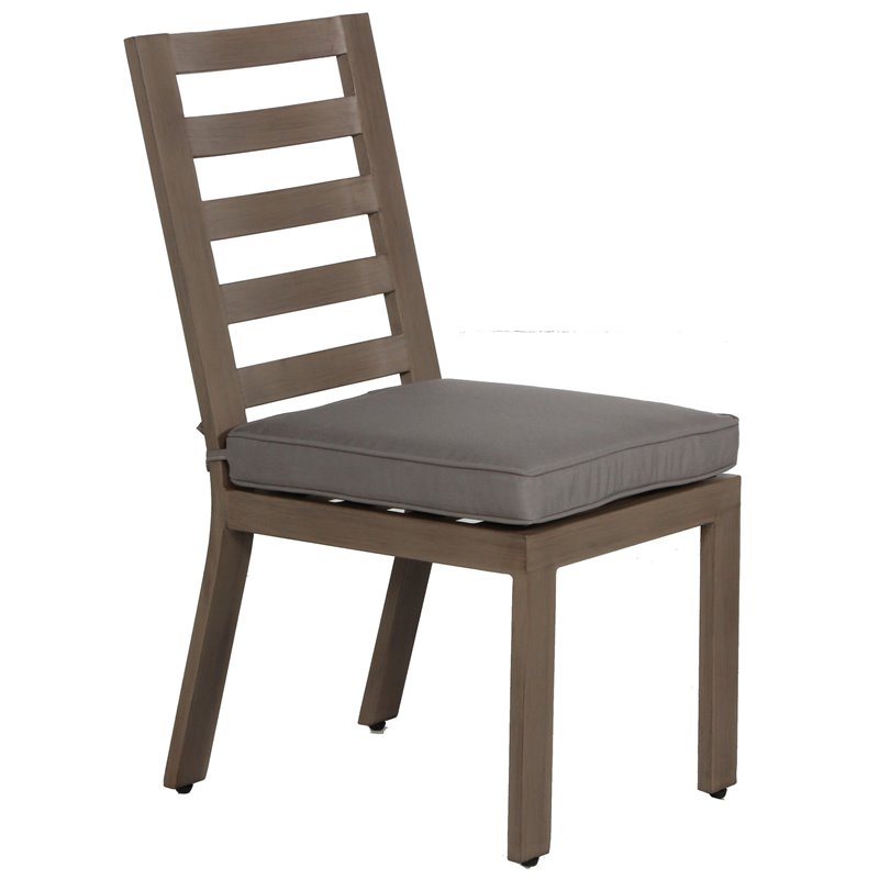 Aruba Aluminum Frame Dining Chair in Handpainted Taupe (Set of 2)
