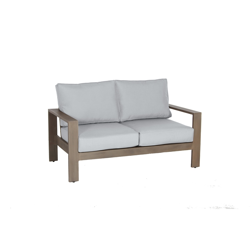 Aruba Aluminum Frame Loveseat with Cushion in Handpainted Taupe