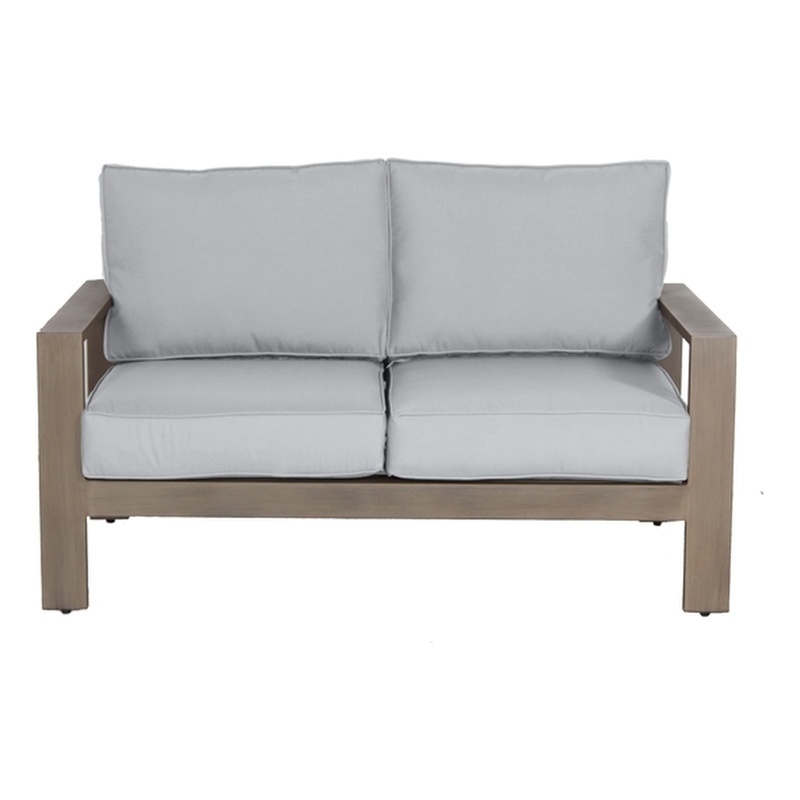 Aruba Aluminum Frame Loveseat with Cushion in Handpainted Taupe