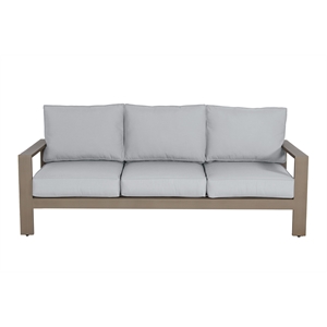 Aruba Aluminum Frame Sofa with Cushion in Handpainted Taupe