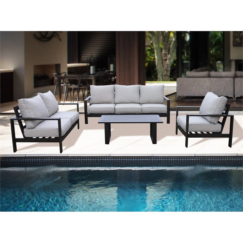 Atlantis Aluminum Frame Deep Seating Set for 6 in Brown/Silver Cushion