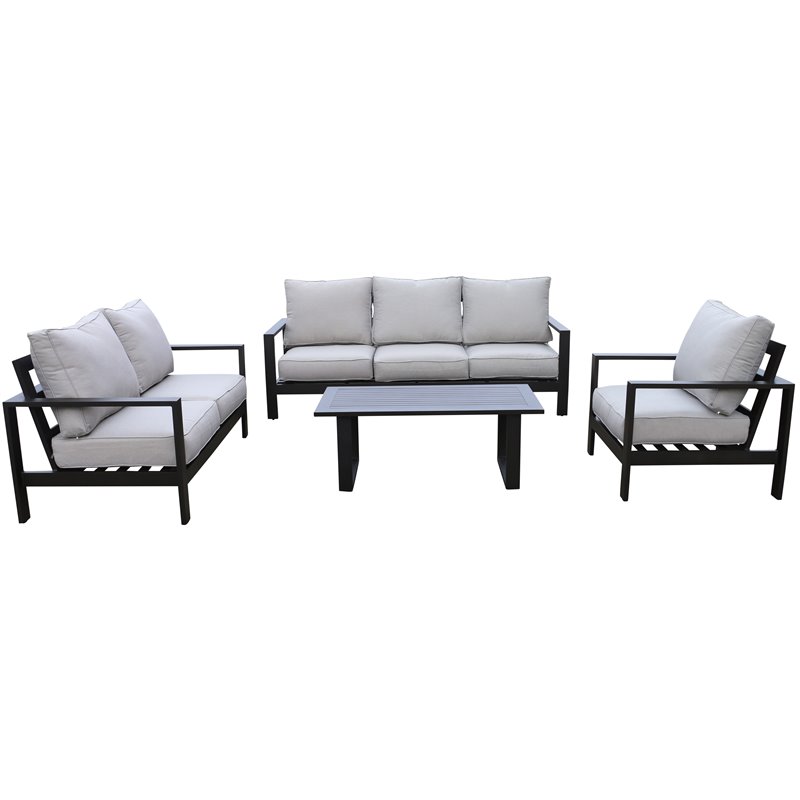 Atlantis Aluminum Frame Deep Seating Set for 6 in Brown/Silver Cushion