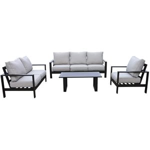 Atlantis Aluminum Frame Deep Seating Set for 6 in Brown/Silver Cushion