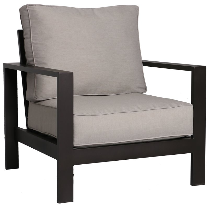 Atlantis Aluminum Frame Club Chair in Brown with Beige/Off White Cushion