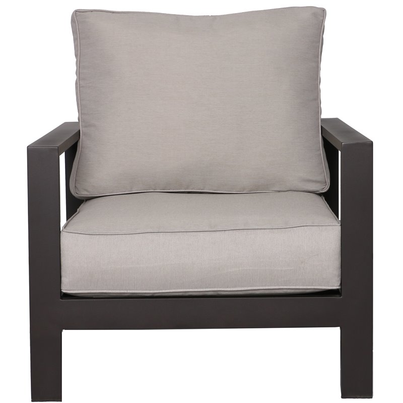 Atlantis Aluminum Frame Club Chair in Brown with Beige/Off White Cushion
