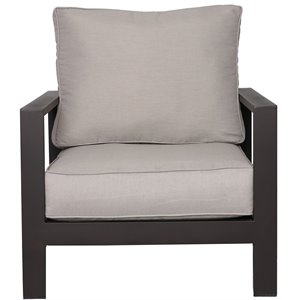 Atlantis Aluminum Frame Club Chair in Brown with Beige/Off White Cushion
