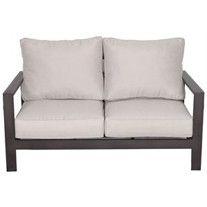 Atlantis Aluminum Frame Loveseat in Brown with Beige/Off White Cushion