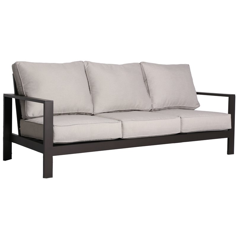 Atlantis Aluminum Frame Sofa in Brown with Beige/Off White Cushion