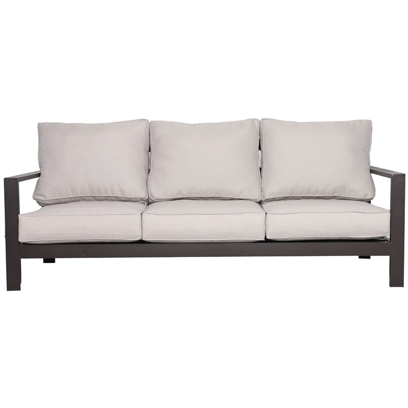 Atlantis Aluminum Frame Sofa in Brown with Beige/Off White Cushion