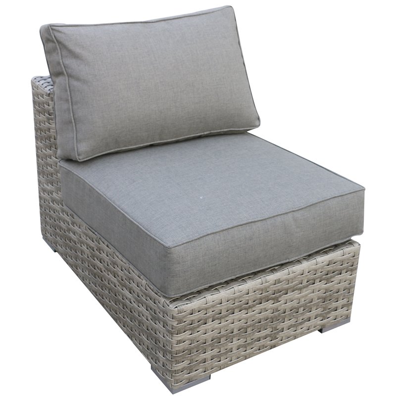Bali Silver/Gray Two-Tone Wicker Middle of Sectional in Charcoal Gray Cushion