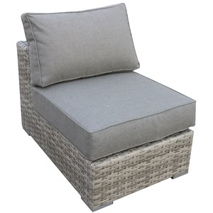 Bali Silver/Gray Two-Tone Wicker Middle of Sectional in Charcoal Gray Cushion