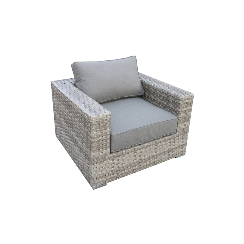 Bali Silver/Gray Two-Tone Wicker Deep Seating Set in Charcoal Gray Cushion