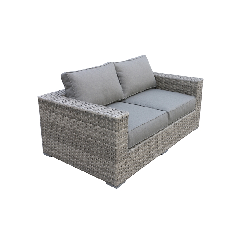 Bali Silver/Gray Two-Tone Wicker Deep Seating Set in Charcoal Gray Cushion